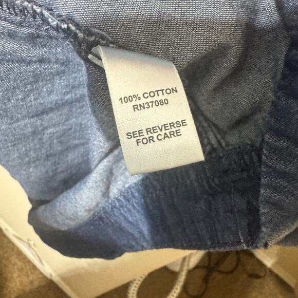 Cato Chambray Dress Sz 22/24W Dark wash blue Denim Shift Lace up neckline - Picture 5 of 7